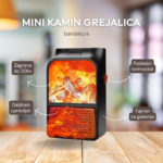 Zidna kamin grejalica sa daljinskim - 900W